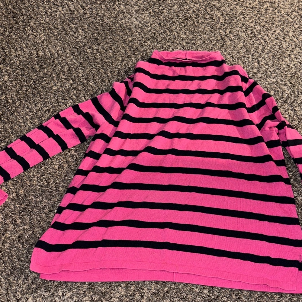 Crown & Ivy Vibrant Pink and Black Striped Sweater